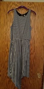 Bobeau black and white knit striped dress